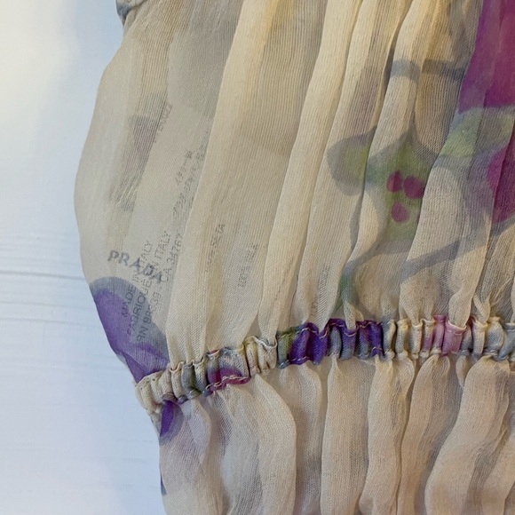 Prada Silk Floral Print Blouse Size: 4 - Picture 6 of 9